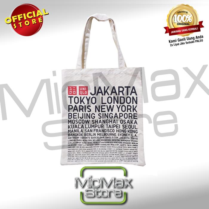 Gambar TAS BELANJA TOTE BAG SHOPPING BAG UNIQLO CANVAS - Putih dari Micmax Official Store undefined 5 Tokopedia