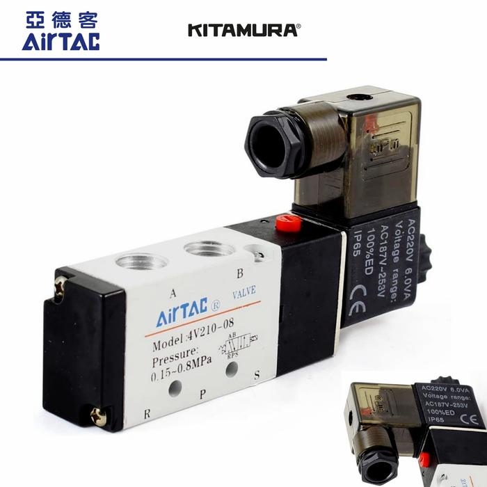 Gambar SELENOID VALVE / SOLENOID VALVE AIRTAC 4v210-08 AC 220 dari Kitamura Part undefined Tokopedia