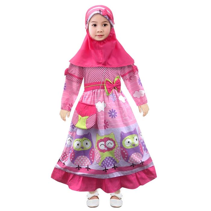 Gambar Two Mix Gamis Anak Perempuan Motif Owl Bahan Katun Usia 1-8 tahun 4109 Baju Muslim Nyaman Ungu - Pink, 1 dari Two mix undefined Tokopedia