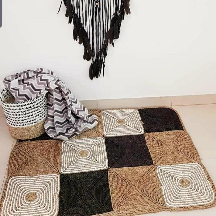 Gambar Rug / karpet bentuk kotak anyaman dari KERAJINANE_JOGJA undefined Tokopedia