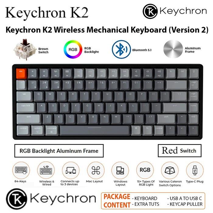 Gambar Keychron K2 version 2 Brown Switch White Backlight Plastic Frame o - RGB ALU RED dari Erland UD undefined Tokopedia