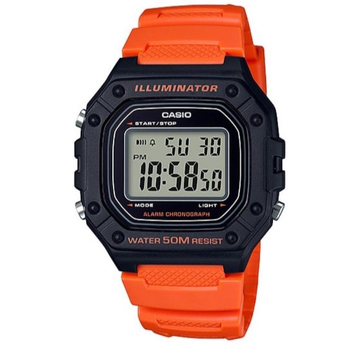 Gambar CASIO W-218H JAM TANGAN PRIA ORIGINAL GARANSI RESMI - ORANGE BLACK dari Masterpiece Time undefined Tokopedia