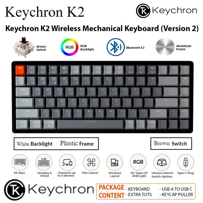 Gambar Keychron K2 version 2 Brown Switch White Backlight Plastic Frame o - WB ABS Brown dari Erland UD undefined Tokopedia