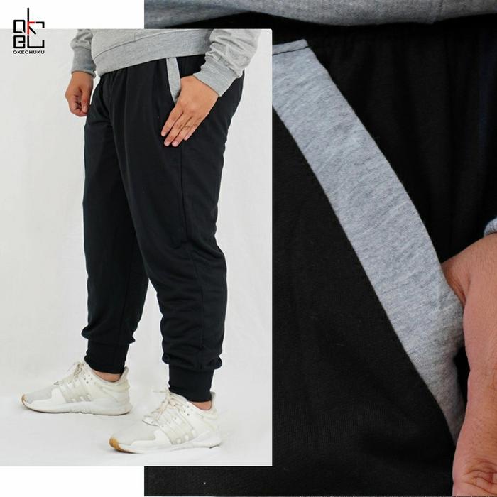 Gambar celana joger pria big size jumbo jogger pants median - Hitam dari Fran's Collection undefined Tokopedia