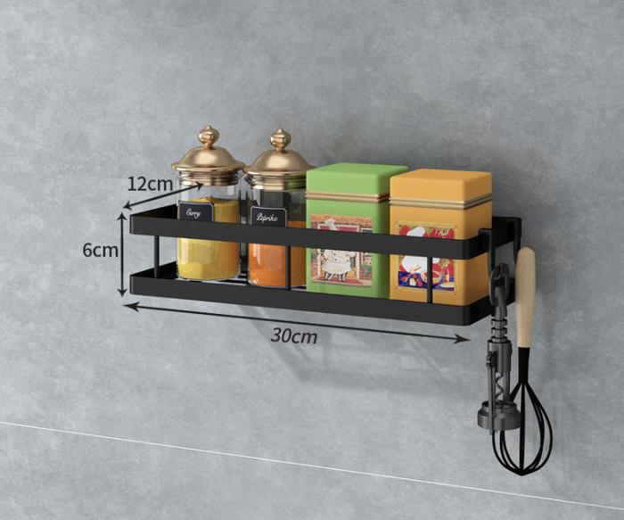Gambar Rak Penyimpanan Bumbu Dapur Dinding Gantung Stainless Steel Hitam - 30 cm dari toku pedia undefined Tokopedia