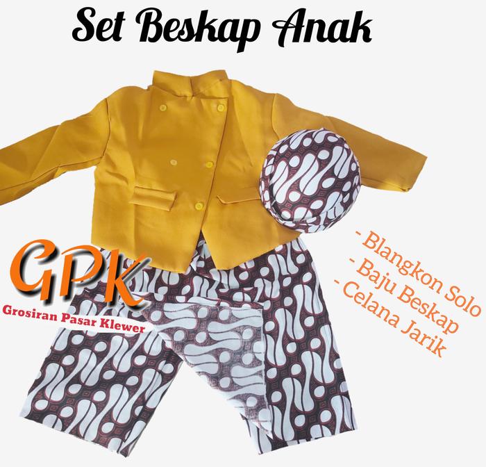 Gambar Setelan Baju Beskap Anak + Jarik Celana + Blangkon Solo - Setelan Size 0 dari Grosiran Pasar Klewer undefined Tokopedia