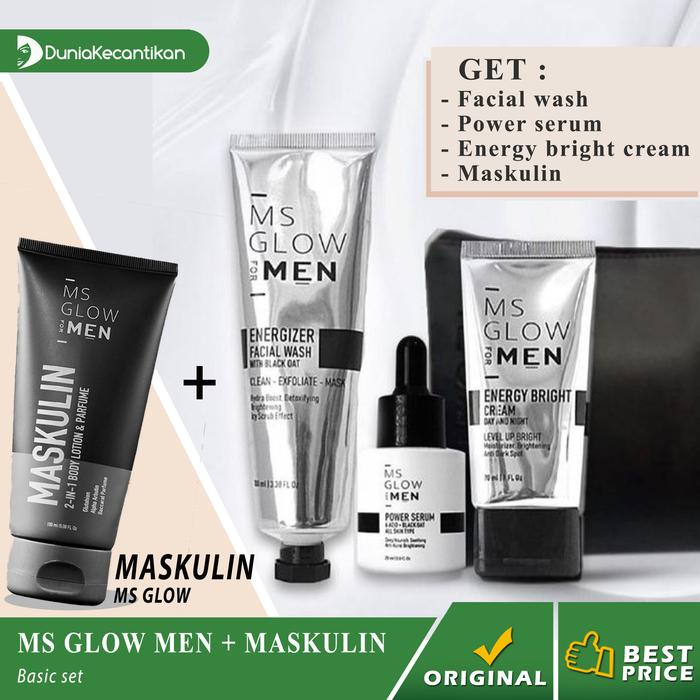 Gambar Paket MS Glow Men Basic Ms Glow For Men Original BPOM Free Pouch - Basic +Maskulin dari TOKO DUNIA KECANTIKAN undefined Tokopedia