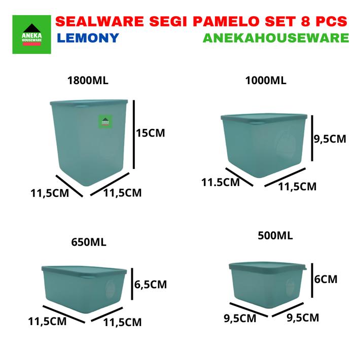 Gambar Toples Sealware Segi Pamelo Set 8pcs Serbaguna Lemony - Biru dari Aneka Houseware undefined 3 Tokopedia
