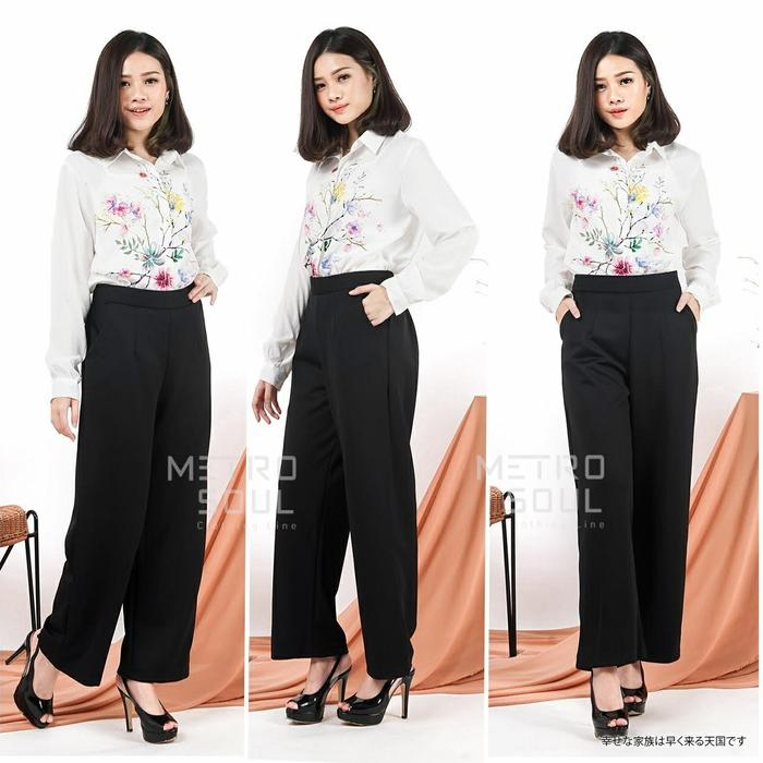 Gambar Celana Kulot Kantor Scuba Pants PREMIUM Strecth - Hitam Putih Cokelat - Hitam dari Metrosoul Clothing undefined Tokopedia