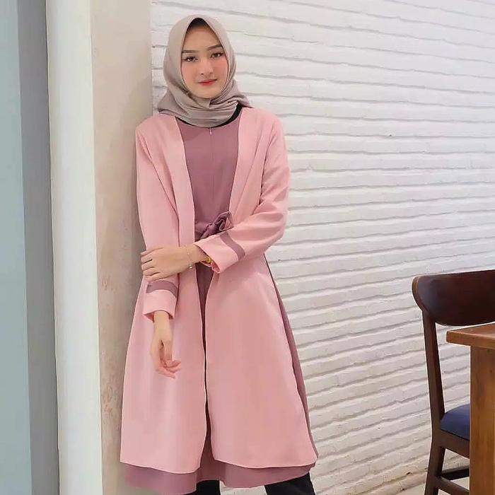 Gambar Tamara Combi Long Tunik | Atasan Bahan Tebal | Tunik Muslim Terlaris - pink dari @Rose Store undefined Tokopedia