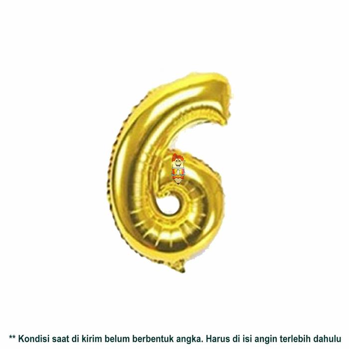 Gambar Balon foil angka Gold - Angka 6 dari Bali Stationery undefined Tokopedia