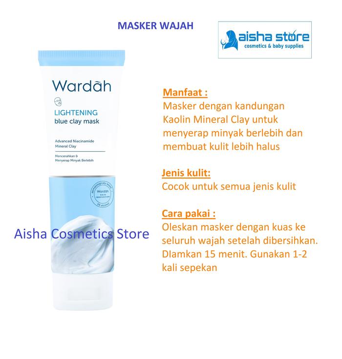 Jual Wardah Lightening Blue Clay Mask 50 Ml / Masker Wajah / Masker Wardah - Jakarta Selatan - Aisha Cosmetics | Tokopedia