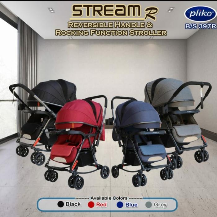 Gambar Stroller Pliko Stream R 397 - Kereta Dorong Reveraible Handle dan Ayun dari baby hoki undefined Tokopedia