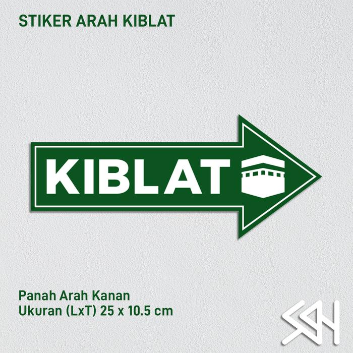 Gambar Stiker Arah Kiblat | Sticker Petunjuk Arah Sholat | 25 x 10.5 cm - Arah Kanan dari Studio 94 undefined Tokopedia