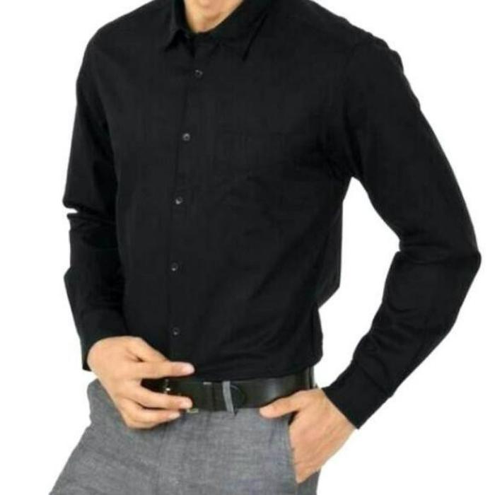 Gambar Kemeja Panjang Formal Dalaman Jas Pria Kemeja Kantor Kerja Hitam Putih - Hitam, M dari KUYGEH STORE undefined Tokopedia