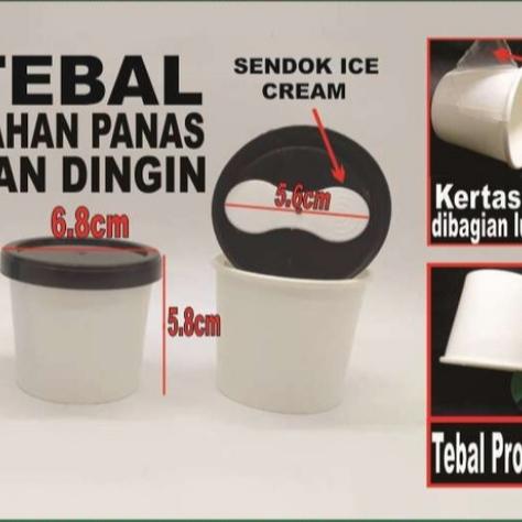 Jual Paper Cup 4 Oz Pack Body + Tutup Tebal Gelas Kertas Eskrim Di ...