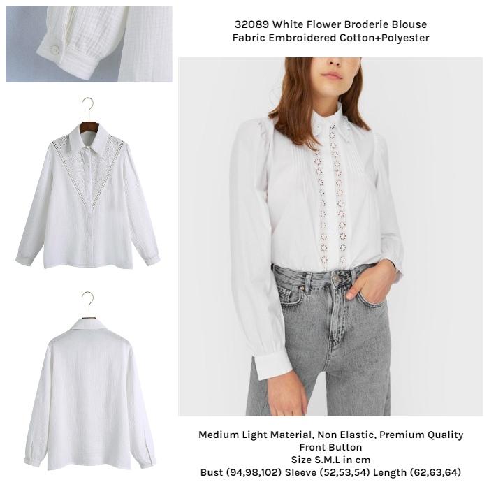 Jual White Flower Broderie Blouse (size 