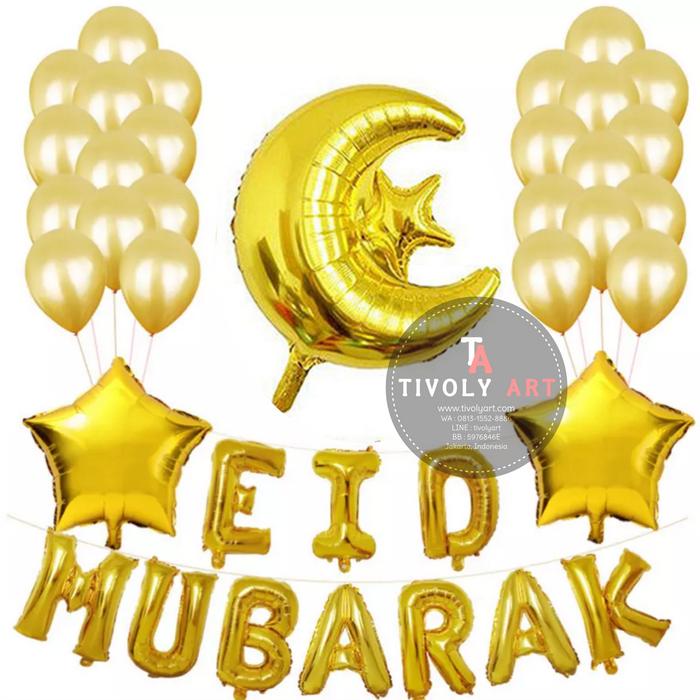 Gambar Paket Dekorasi Idul Fitri 001 / Balon Eid Mubarak / Dekorasi Lebaran dari Tivoly Art undefined Tokopedia