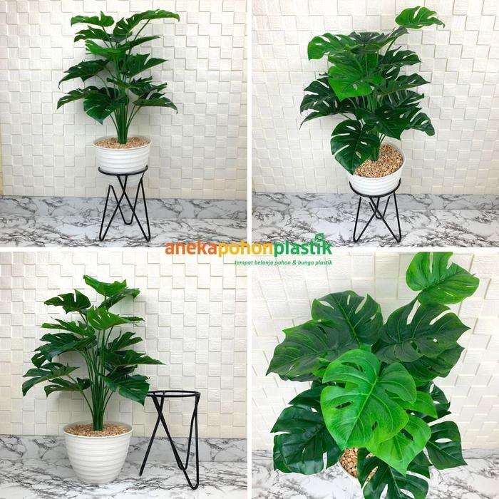 Gambar Pohon Monstera Tapak Gajah Tawon Semi Latex Artificial Standing Besi - Hitam dari Anekapohonplastik undefined Tokopedia