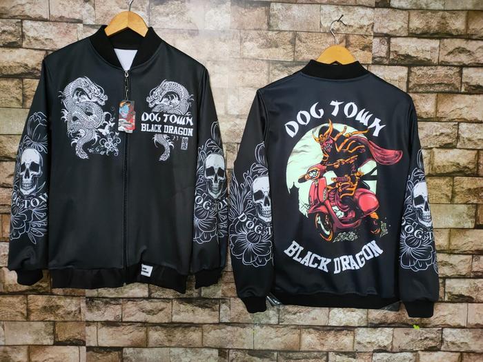 DOGTOWN BLACK DRAGON スカジャン 赤黒 DOGTOWN 黒龍 スカジャン 刺繍ジャケット XL 赤 デカロゴ - メルカリ