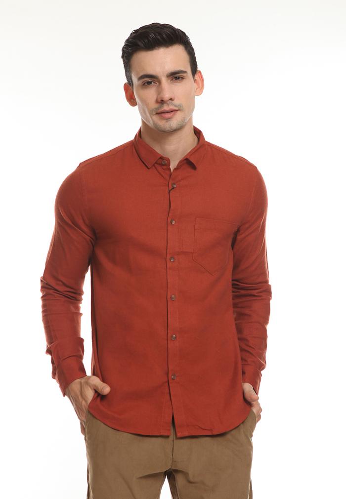 Gambar MANZONE Blouse Slim Fit Rusty-Terracota - L dari Manzone Store undefined 5 Tokopedia