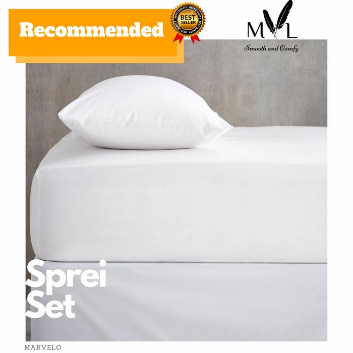 Gambar Sprei Set Katun Jepang by Marvelo Size 120 tinggi bed 25 cm - Putih dari Marvelo Bedding undefined Tokopedia