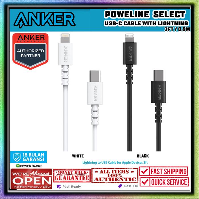 Jual ANKER Kabel Data Charger POWERLINE SELECT USB-C To Lightning