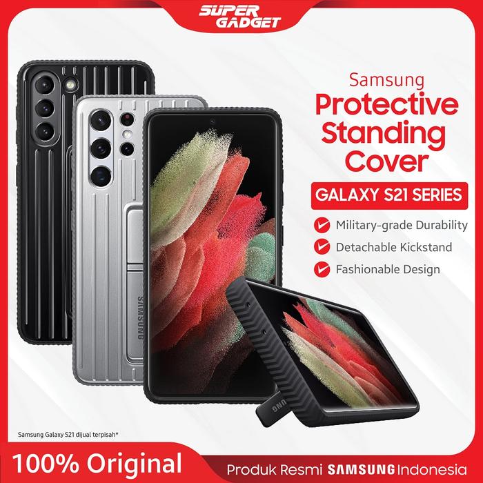 Casing Samsung Protective Standing Cover S21 S21+ Plus Ultra Hard Case  Silver, Sam S21 Ultra
