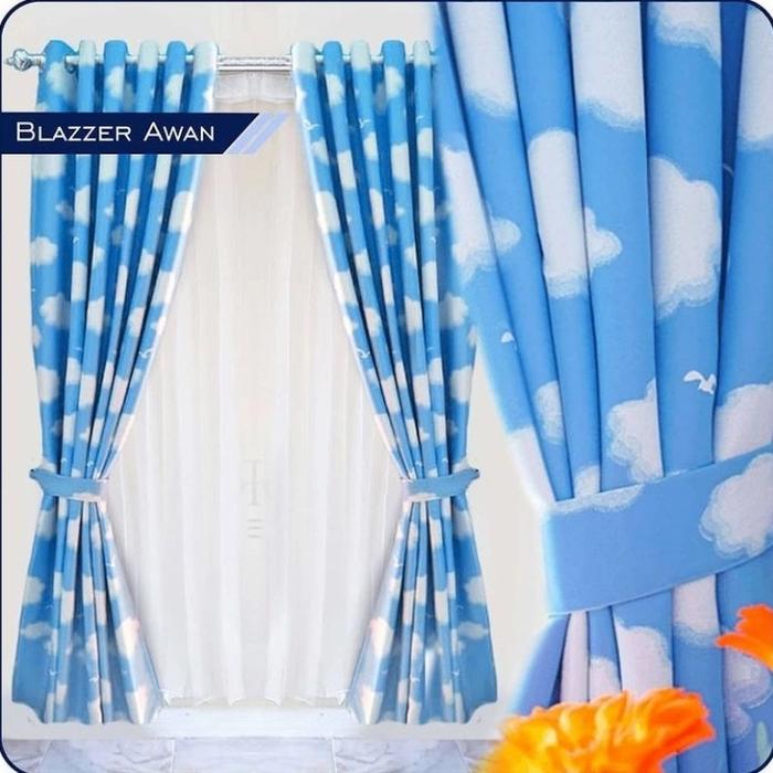 Gambar gorden jendela minimalis motif awan biru gorden pintu hordeng gordyn - awan biru, T150 dari Destrianie gorden undefined Tokopedia