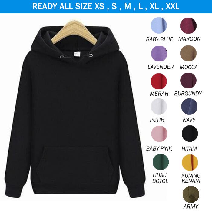 Gambar Jacket Jaket Hoodie Polos Warna Hitam Pria Wanita Polos Keren Fashion - XS, Hitam dari Makira id undefined Tokopedia