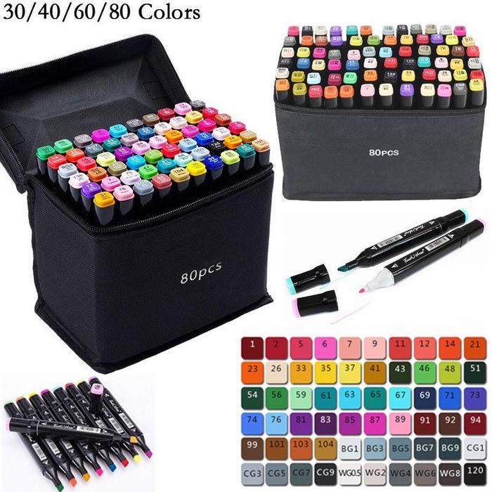 30/40/60/80pcs Twin Tip Marker Alcohol Brush Pen Sketch Mark Pen Art Supplies 30/40/60/80pcs Twin Tip Marker Alcohol Brush Pen Sketch Mark Pen Art Supplies