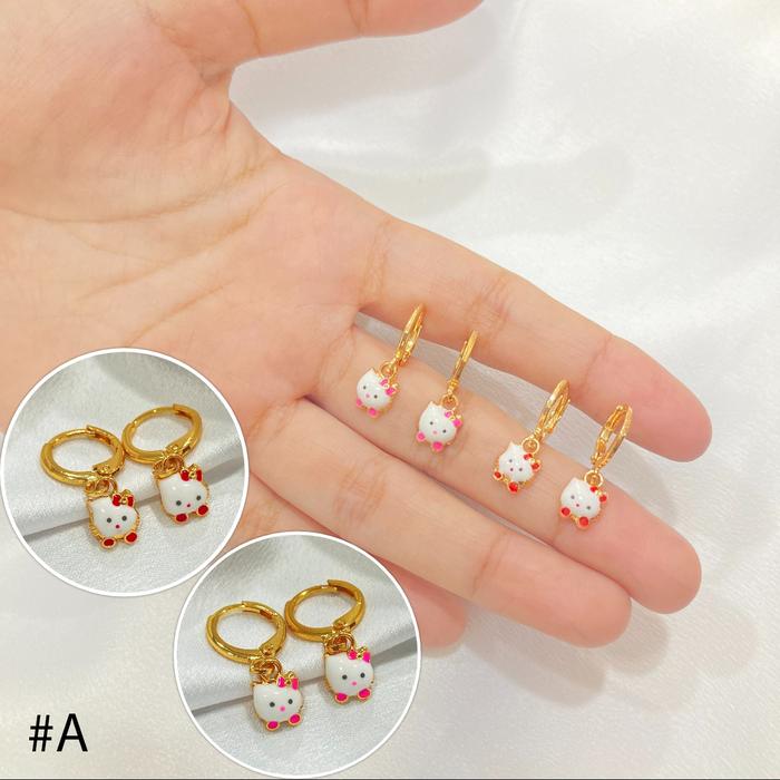 Gambar Anting Anak Cat Lapis Emas Aksesoris Perhiasan - #C, Pink dari Noin Accessories Offcial Store undefined 5 Tokopedia