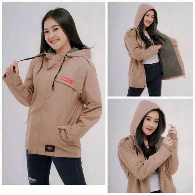 Gambar JAKET WANITA PARASUT JAKET BOMBER SEMI PARKA CEWEK KEREN MURAH TERBARU - CHOCO dari WEFA undefined Tokopedia