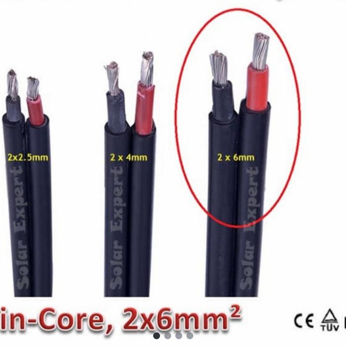Solar Cable No Suntree Slokable Kuka Jembo Kabel PV1-F Solar Panel 2x6mm tinned cooper With Satu Roll 100Meter