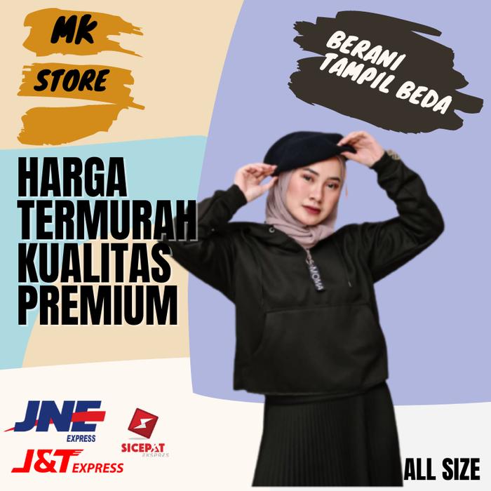 Gambar Sweater Hoodie Jaket Outerwear Pakaian Wanita MOMA - Hitam, all size dari MK Store Indonesia undefined Tokopedia