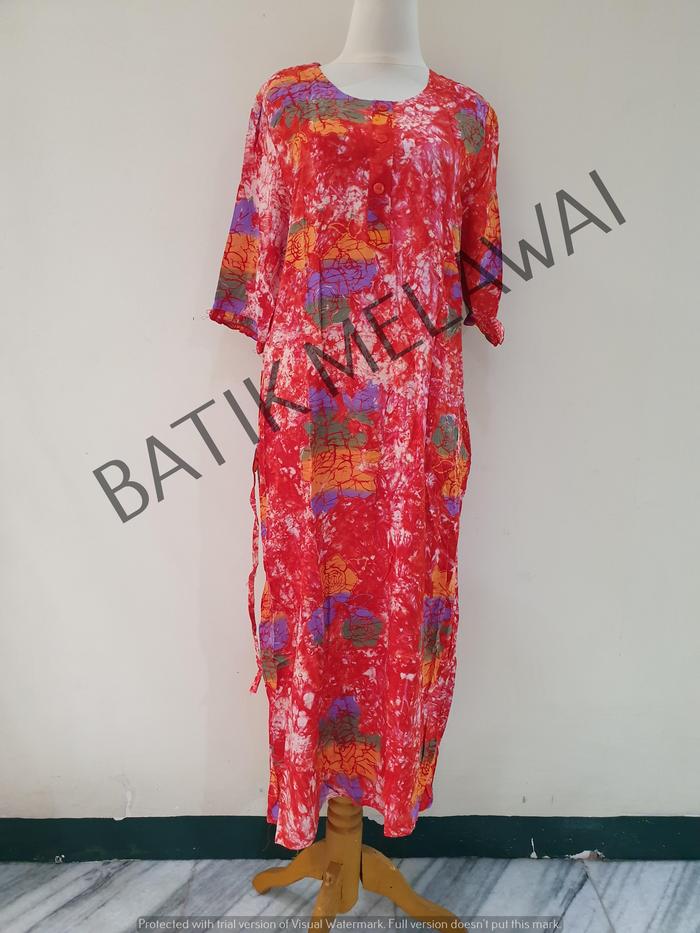 Gambar Daster dress batik PREMIUM SUNAN ORI Rayon Tangan 3/4 953 - Orange dari Batik Melawai undefined Tokopedia