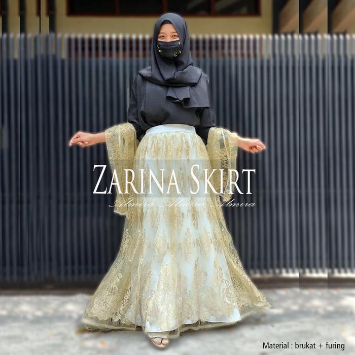Gambar Rok Pesta Panjang Brokat Zarina Skirt - Broken White dari gamis muslim online undefined Tokopedia
