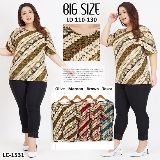 Gambar Kaos Oblong Wanita Baju Murah Atasan Batik Melar Jumbo LC1531Big Size - MAROON dari Sarang Jeans undefined Tokopedia