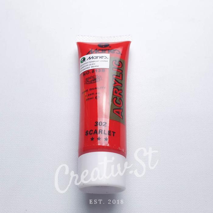 Gambar Maries Cat Akrilik 30 ml Acrylic Paint Color Satuan PART 3 - 302 Scarlet dari Creativ Stationery undefined Tokopedia