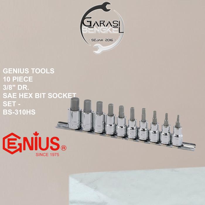 Jual Genius Tools 10 Pcs 3/8" Dr. SAE Hex Bit Socket Set - BS-310HS ...