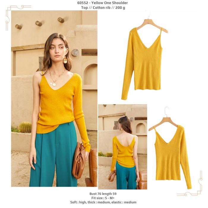 Jual Yellow One Shoulder Top -60552 