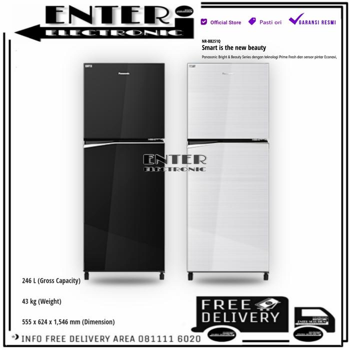 Gambar PANASONIC NR BB251Q S PK - LEMARI ES 2 PINTU GLASSDOOR INVERTER 246 L - Hitam dari Enter Electronic undefined Tokopedia