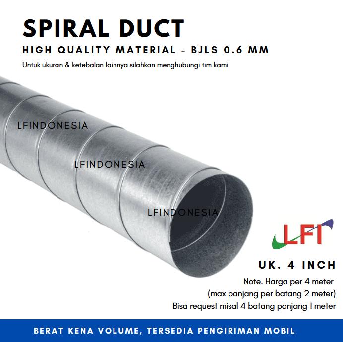 Jual Spiral Duct / Round Ducting BJLS 4" (10 cm) per 4m, 0.6 mm