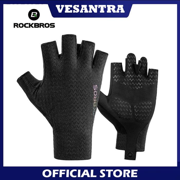 Gambar Rockbros Sarung Tangan Sepeda S221BK Half Finger Hitam - M dari vesantra undefined Tokopedia
