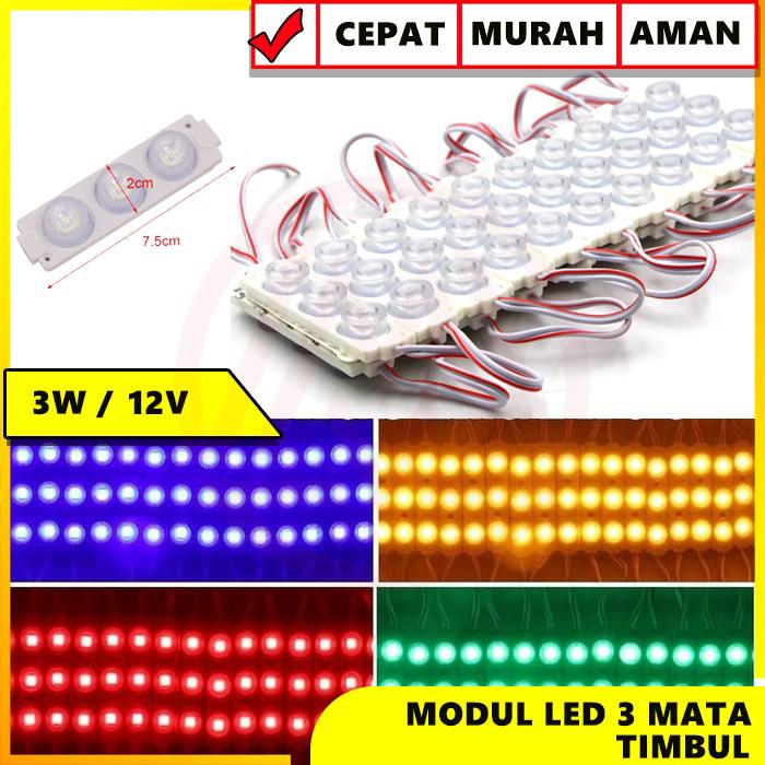 Gambar LAMPU LED MODULE 3 WATT 12 VOLT LED MODULE 3 MATA TIMBUL BESAR TERANG - Merah dari MODIMART undefined Tokopedia
