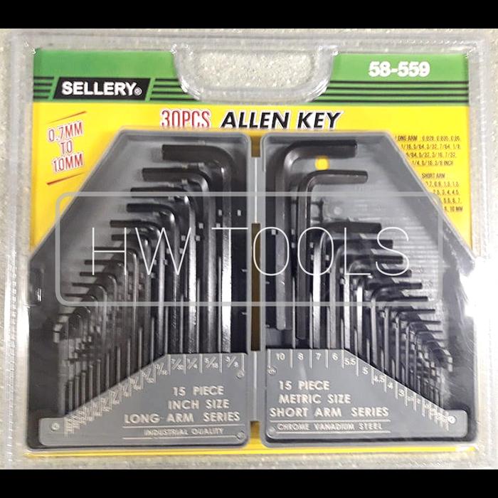 Gambar KUNCI L SET 30 PCS ALLEN KEY INCI MILI 0.7 - 10mm SELLERY 58-559 dari HW Tools Jkt undefined Tokopedia