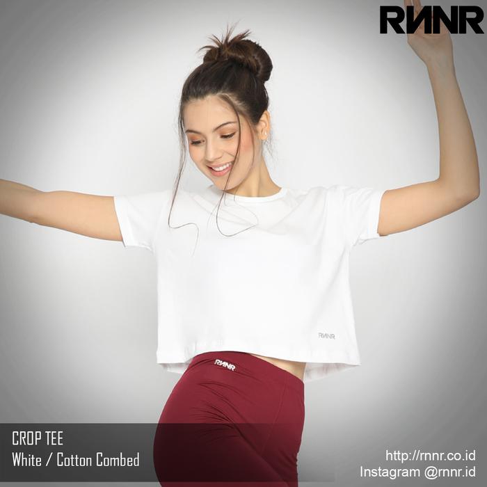 Gambar Kaos Dance Gym Wanita Crop Top Tee Olahraga Lari Fitness Katun RNNR - Putih, XL dari RNNR.id undefined Tokopedia
