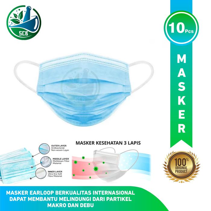 Gambar Masker Sensi Earloop 3 Ply / Masker Sensi - Isi 10 pcs - WARNA BIRU dari SCB88 undefined Tokopedia