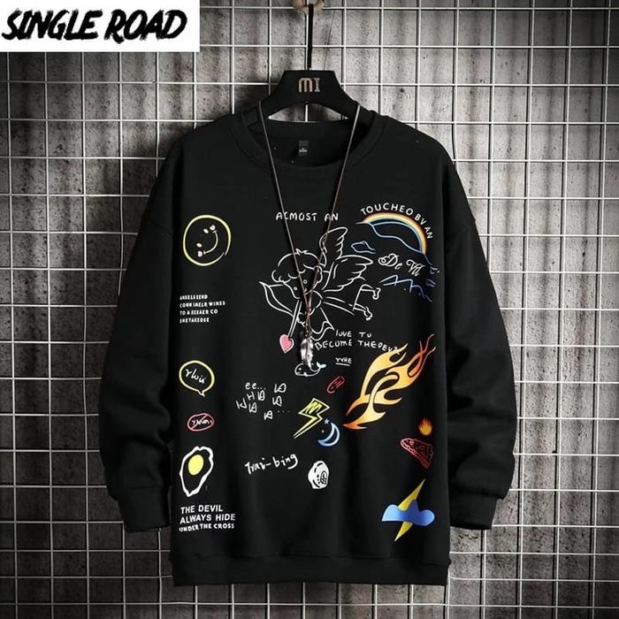 Gambar Baju Kaos Pria Cowok Distro Lengan Panjang Almost Motif Kekinian - Hitam dari queenlabell undefined Tokopedia