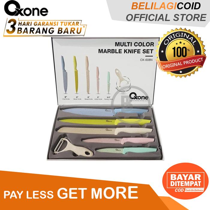 Jual Oxone OX-608 Pisau Dapur Multi Colour Marble Knife Set - Jakarta ...